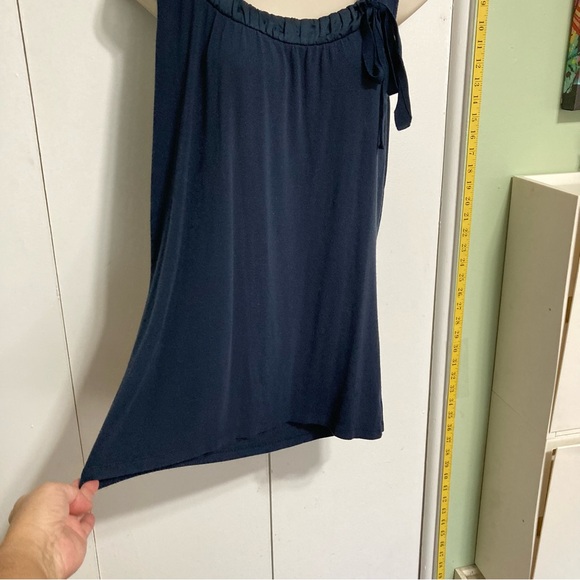 ANN TAYLOR Navy Dark Blue Layering Tank Blouse Bow Ribbon Detail Womens Large - Picture 6 of 11